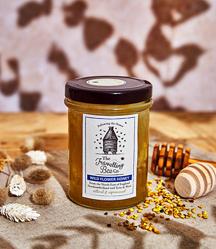 Wild Flower Honey with Honeycomb Jar