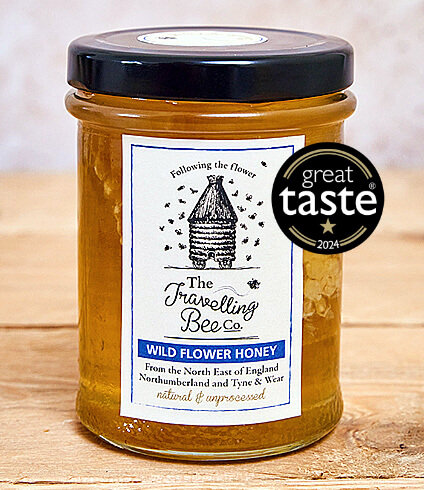 Wild Flower Honey with Honeycomb Jar